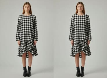 sukienka w kratę czerwona damska: Sukienka damska, rozmiar S — 1