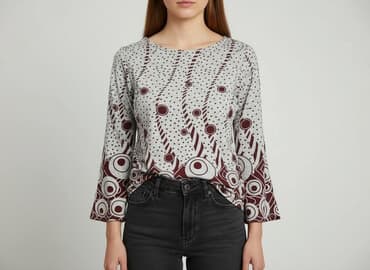 koszula damska w geometryczne wzory: Women's blouse, size L — 1