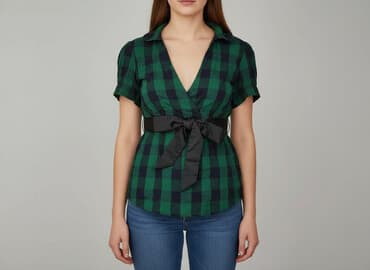 sukienki w czerwoną kratę: Bluzka damska, rozmiar L — 7