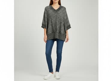 biale buty skarpetkowe: BYoung, Ponczo damskie, rozmiar S — 6