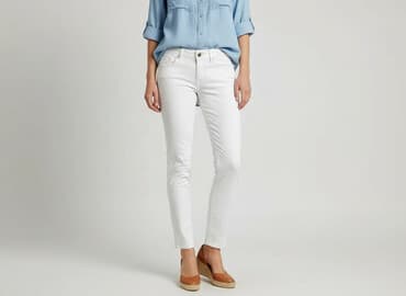 biale szerokie jeansy: Jeansy damskie, rozmiar XS — 6