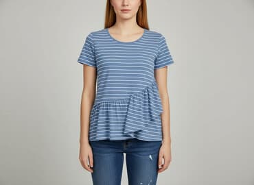 koszulka z długim rękawem w paski: T-shirt damski, rozmiar S — 6