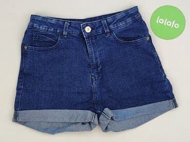 krótkie spodenki z wysokim stanem w paski: Stradivarius, Szorty damskie, rozmiar S — 3