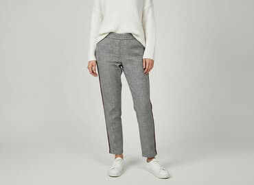 new yorker spodnie w krate: Material trousers for women, size S — 1