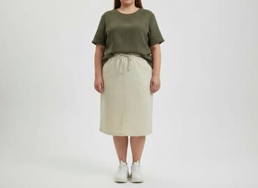 spódnice plisowane beżowa midi: Spódnica damska, rozmiar 6XL — 1