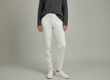 biale trampki ck: Spodnie materiałowe damskie, rozmiar S — 5