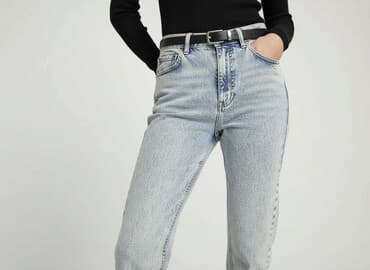 woskowane spodnie z wysokim stanem h m: H&M, Джинси жіночі, розмір S — 1