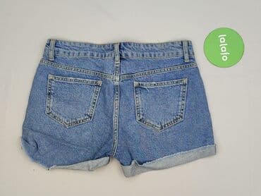 krótkie jeansowe spodenki z wysokim stanem podarte: Szorty damskie, rozmiar S — 3