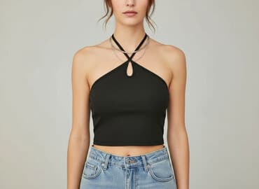 bluzka czarna na impreze: Top damski, rozmiar L — 6