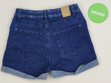 krótkie spodenki z wysokim stanem w paski: Stradivarius, Szorty damskie, rozmiar S — 4