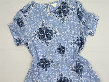 niebieska sukienka w kwiaty h m: H&M, Sukienka damska, rozmiar L — 2