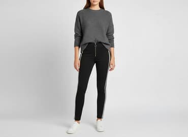 czarne legginsy sportowe z wysokim stanem: Zara, Legginsy Eleganckie damskie, rozmiar M — 6
