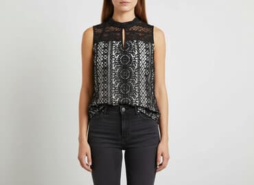 czarne bluzki siateczka: H&M, Bluzka damska, rozmiar M — 7