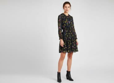 reserved czarna sukienka z bufiastymi rękawami: Reserved, Sukienka damska, rozmiar S — 1