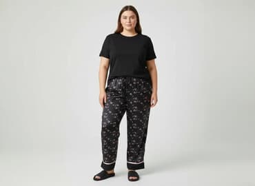 spodnie hello kitty piżama czarne: E-vie, Spodnie od piżamy, rozmiar 4XL — 1