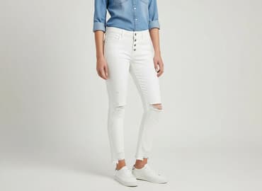 biale szerokie jeansy: Redial, Jeansy damskie, rozmiar M — 7