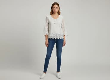 biala bluzka z dlugim rekawem: H&M, Bluzka damska, rozmiar S — 7