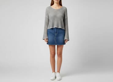 sweter z transparentnymi rękawami: FB Sister, Sweter damski, S — 6