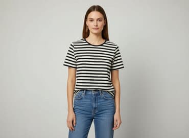 prazkowana sukienki: T-shirt damski, rozmiar M — 1