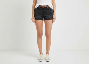 krótkie spodenki damskie jeansowe czarne: Szorty damskie, rozmiar S — 5