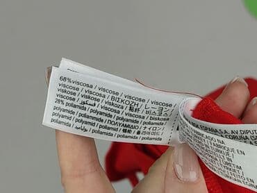 czerwona bluzki z dekoltem v: Bershka, Top damski, rozmiar S — 6