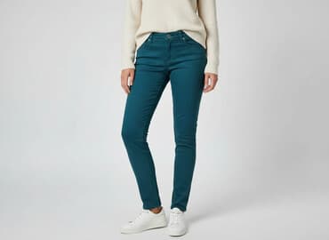 zielone jeansy: Skiny, Spodnie materiałowe damskie, rozmiar S — 7