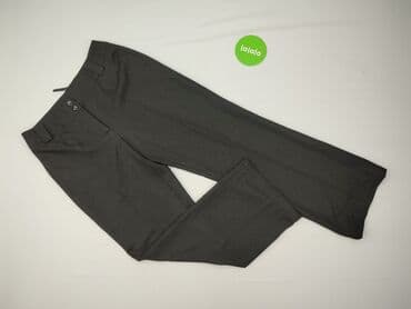 spodnie z wysokim stanem czarne eleganckie: Material trousers for women, size L — 2