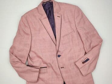 srebrna marynarka do sukienki: Męska marynarka ANTONIO – różowy melanż w delikatną kratę - Rozmiar z — 1