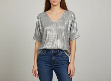 srebrne bluzki wieczorowe: Fransa, Bluzka damska, rozmiar L — 6