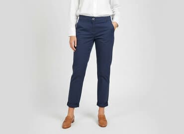 granatowe chinosy damskie: French Connection, Spodnie materiałowe damskie, rozmiar M — 6