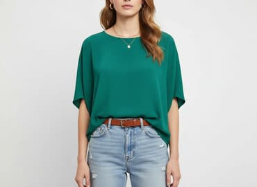 szmaragdowa bluzki damskie: Bluzka damska, rozmiar L — 5