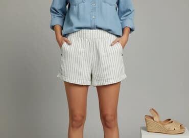 krótkie spodenki z szerokimi nogawkami: Object, Szorty damskie, rozmiar M — 7