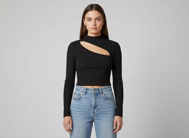 shein czarne bluzki: Shein, Top damski, rozmiar M — 6