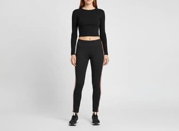 czarne legginsy prążkowane: Zara, Legginsy Sportowe damskie, rozmiar S — 8