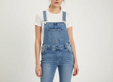 jeansowe ogrodniczki damskie: Ogrodniczki damskie, rozmiar S — 6