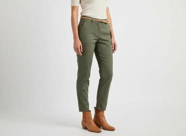 granatowe chinosy damskie: Reserved, Spodnie materiałowe damskie, rozmiar S — 8