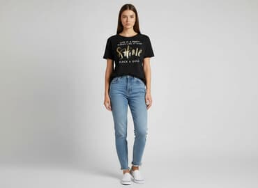 sinsay czarna koszulka: Sinsay, T-shirt damski, rozmiar S — 1