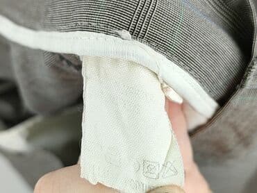 szare szerokie jeansy: Spodnie materiałowe damskie, rozmiar L — 4