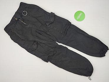 czarne cargo pull and bear: Bershka, Spodnie cargo damskie, rozmiar S — 3