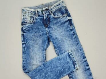 spodnie z suwakiem z boku zara: Spodnie jeansowe, Zara, 8 lat, 128, stan - Idealny — 1