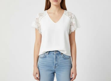 biale bluzki z gipiurą: H&M, Bluzka damska, rozmiar S — 7