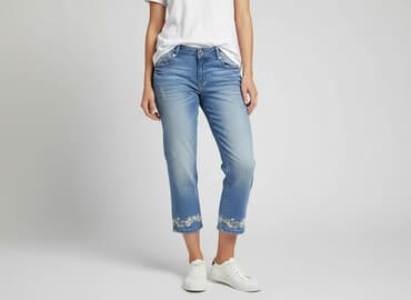 cropped jeans: Spodnie 3/4 damskie, rozmiar L — 6