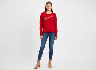 sweter w paski z serduszkiem: Sweter damski, rozmiar S — 6