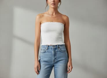 hm bluzka z odkrytymi ramionami: H&M, Top damski, rozmiar L — 7