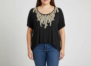 bluzka z piórami przy rękawach: Women's blouse, size 2XL — 1