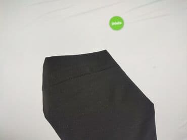 spodnie z wysokim stanem czarne eleganckie: Material trousers for women, size L — 4