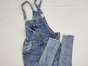 jeansy loose: SZACHOWNICA, Ogrodniczki damskie, rozmiar L — 1