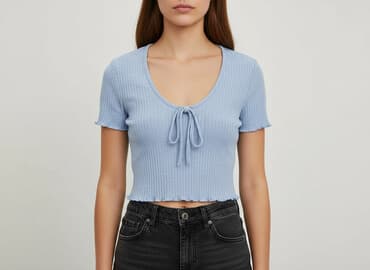 cropp bluzki z krótkim rękawem: Shein, Top damski, rozmiar XS — 6