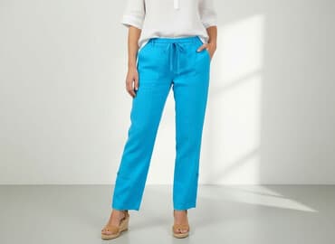 zara spodnie damskie len: Material trousers for women, size M — 1