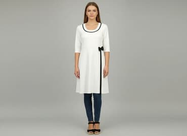 sukienka biała z czarnymi wstawkami: Sukienka damska, rozmiar M — 1